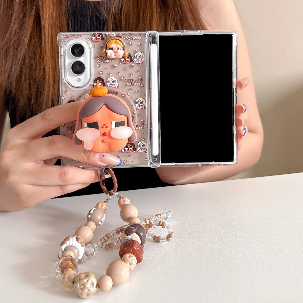 Galaxy Z Fold7: Lustige Cartoon-Magnet-Handyhülle 7 Fold Fold 7 Fold 8 Cover mit Magsafe-Ständer und Kettenhülle