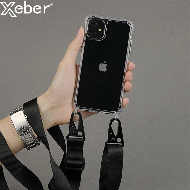 iPhone 16: Handyhülle mit Umhängegurt, transparente, stoßfeste Hülle