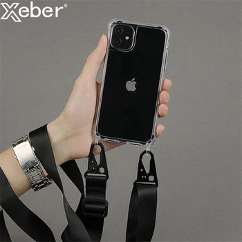 IPhone 16 Plus: Handyhülle mit Umhängegurt, transparente, stoßfeste Hülle