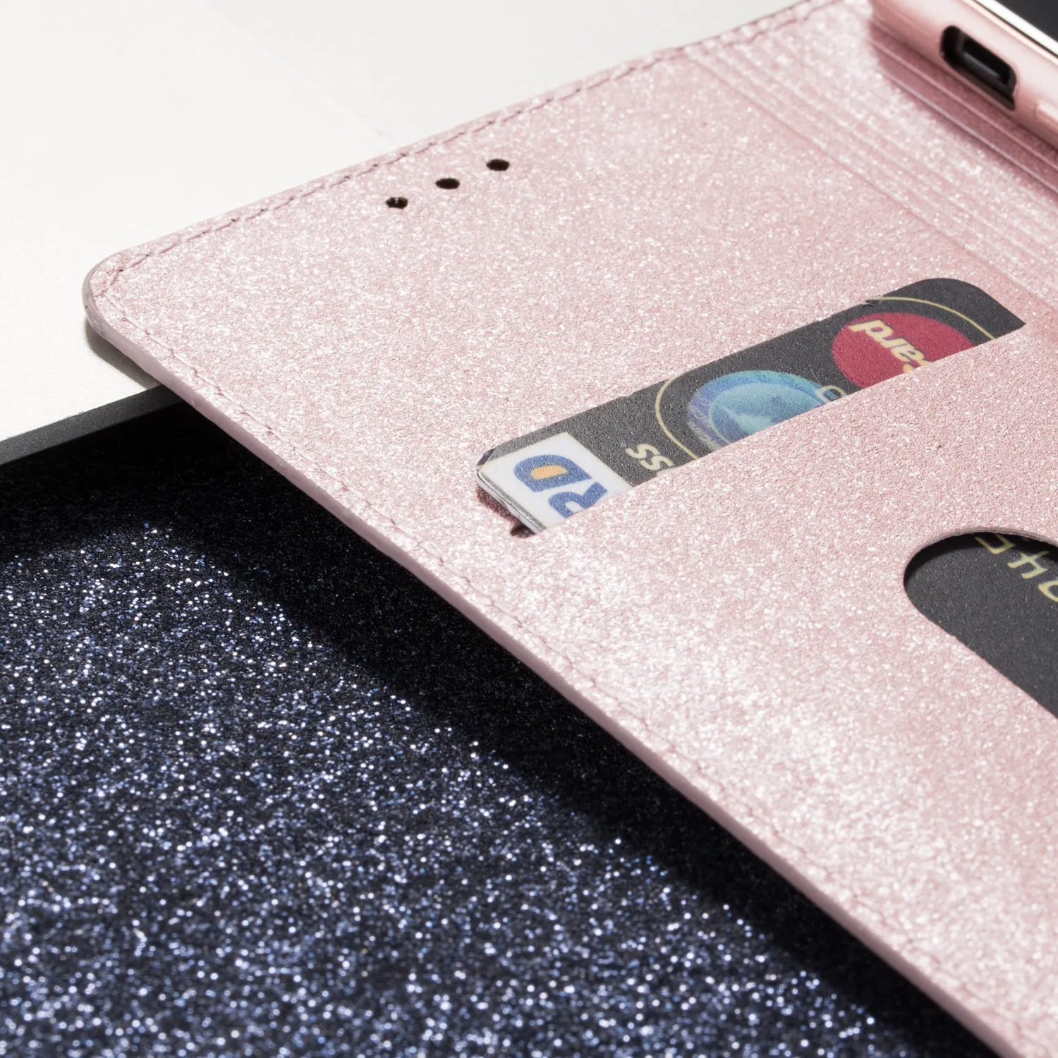 Glitzer-Lederhülle Flip Cover – Bild 2