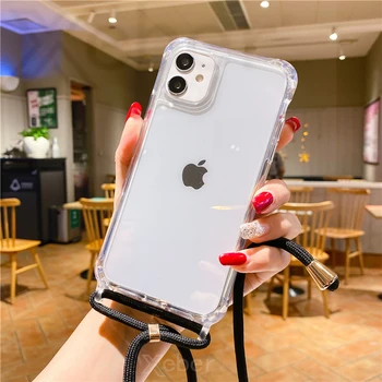 iPhone 13 mini: Lanyard-Riemen, Crossbody-Kordel, Seil, durchsichtige Hülle, stoßfeste Acryl-Schutzhülle