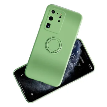 Galaxy S24 Ultra: Flüssigsilikon-Ringhalter-Hülle stoßfeste Abdeckung Riemen Magnethüllen