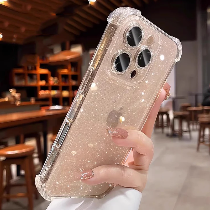 Luxuriöse stoßfeste Bling-Glitzer-Handyhülle, transparente Softcover – Bild 5