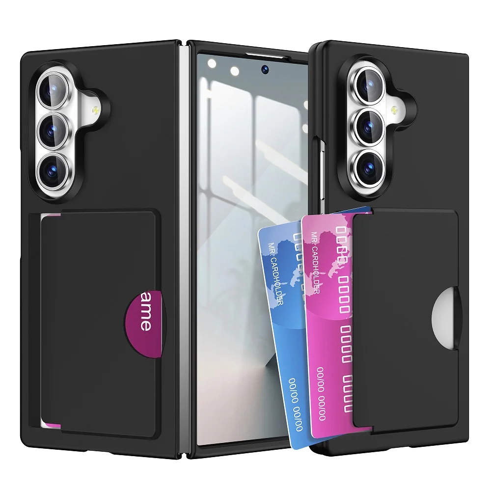 Galaxy Z Fold7: Luxuriöse Kartenfach-Handyhülle Fold6 Harte PC Stoßfeste Schutzhülle Faltbare Abdeckung