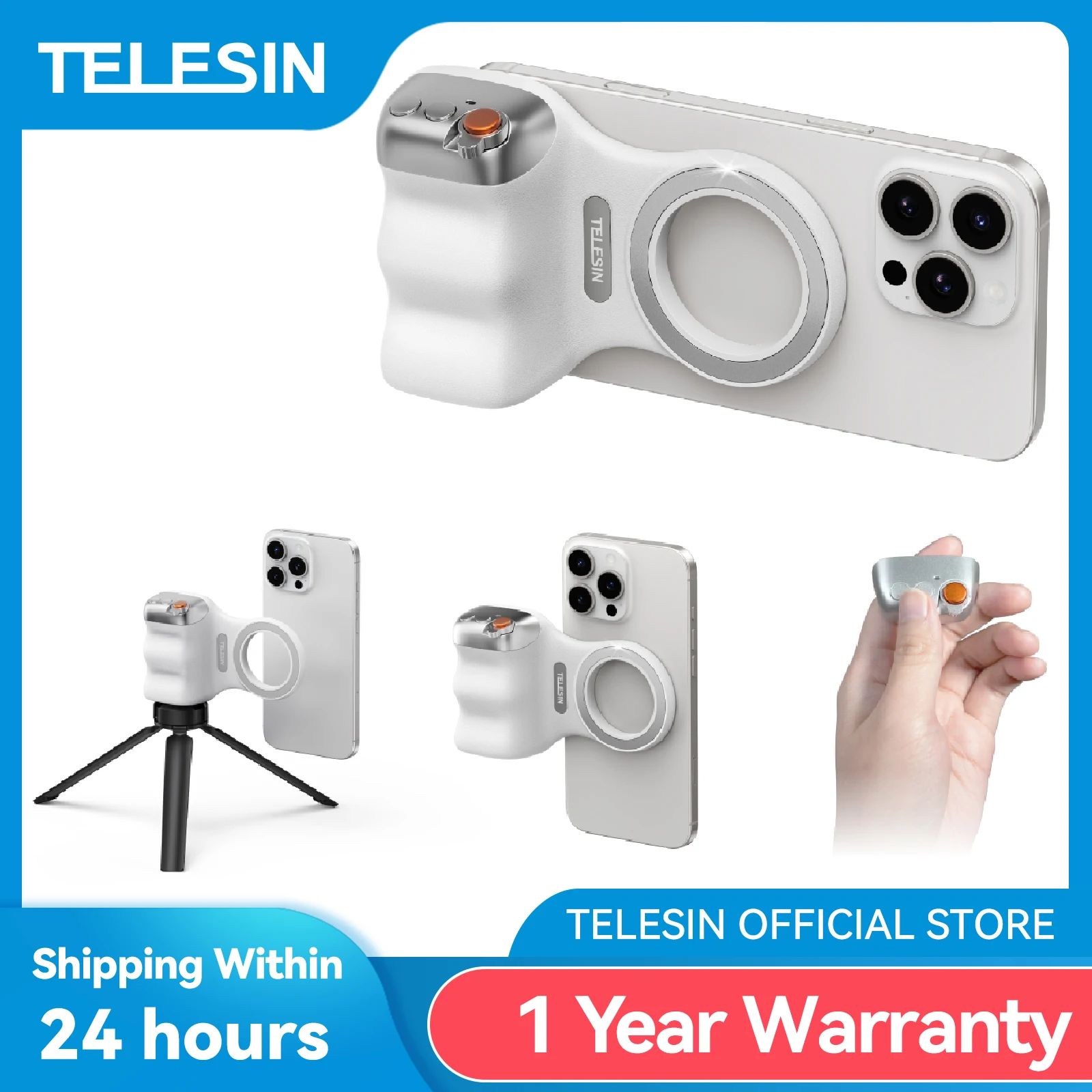 TELESIN Magnetische Telefonkamera Schießen Handgriff Telefonhalter Schießhilfe Fernbedienungsgriff für iPhone HUAWEI SAMSUNG Telefon