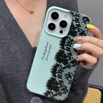 IPhone 16 Pro Max: Mintgrüne Spitzen-Handyhülle Zweifarbige TPU Modische Schutzhülle