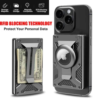 Mag Safe Wallet Geldscheinklammer, Air-Tag-Halter und Geldklammer, [Mit 1 Magnetfolien], für magnetische