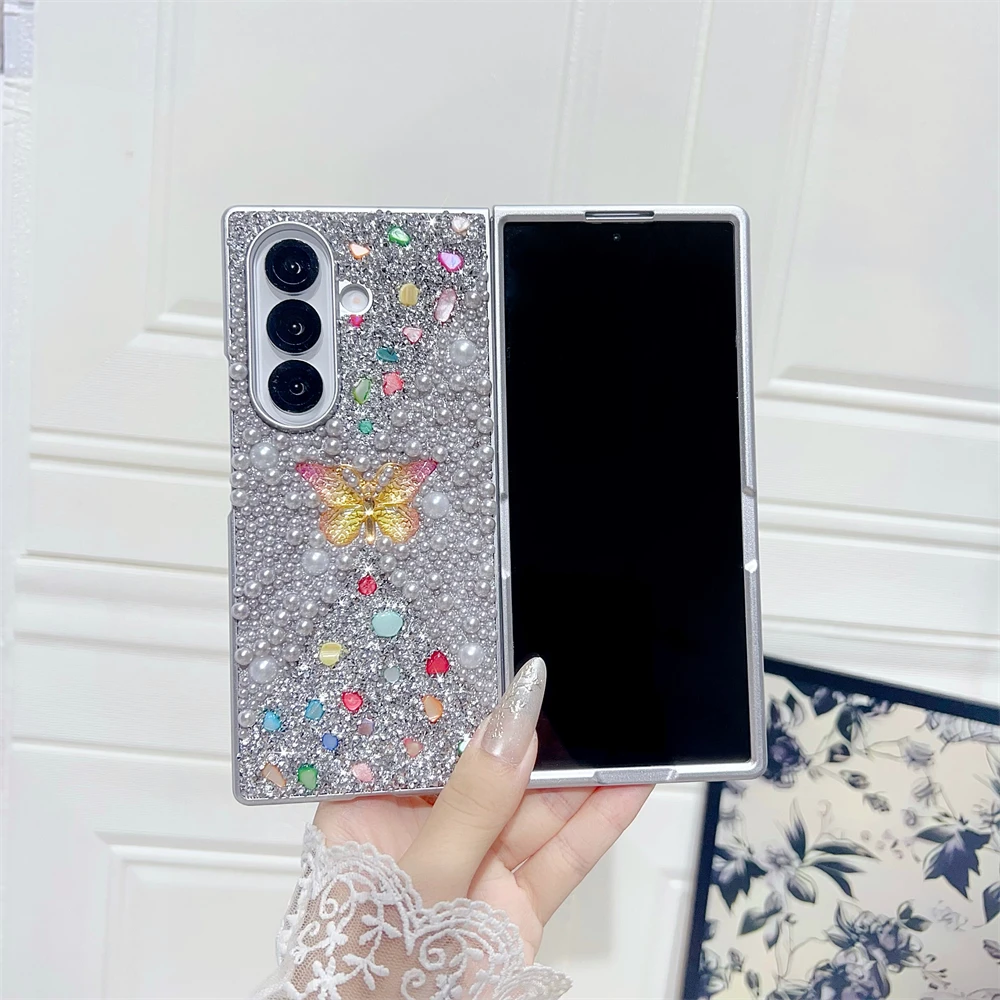 Glitzer Schmetterling Farbverlauf Diamant Perle Hülle Fold4 Fold5 Fold6 Pink Girl Geschenk Cover – Bild 3