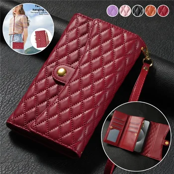 IPhone 16e: Crossbody-Lanyard-Leder-Handyhülle mit Reißverschluss mit Handgelenkschlaufe