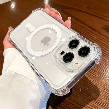 iPhone Air: Luxuriöse magnetische kabellose Ladung für Magsafe-Hülle, transparente, stoßfeste Stoßstangenabdeckung