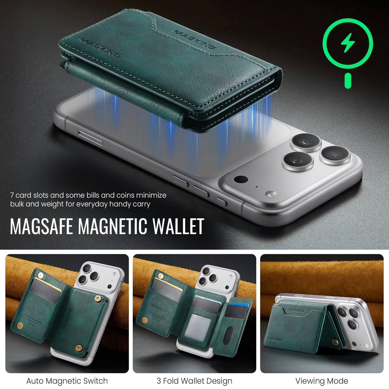 MagSafe Geldbörse RFID-Blockierung Magnetischer Kartenhalter – Bild 3