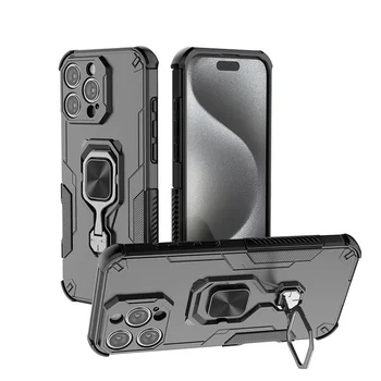 iPhone 16e: Stoßfest Harte Rüstung Abdeckung Fall Auto Magnetische Halter Ring stehen Silikon Schutz Coque