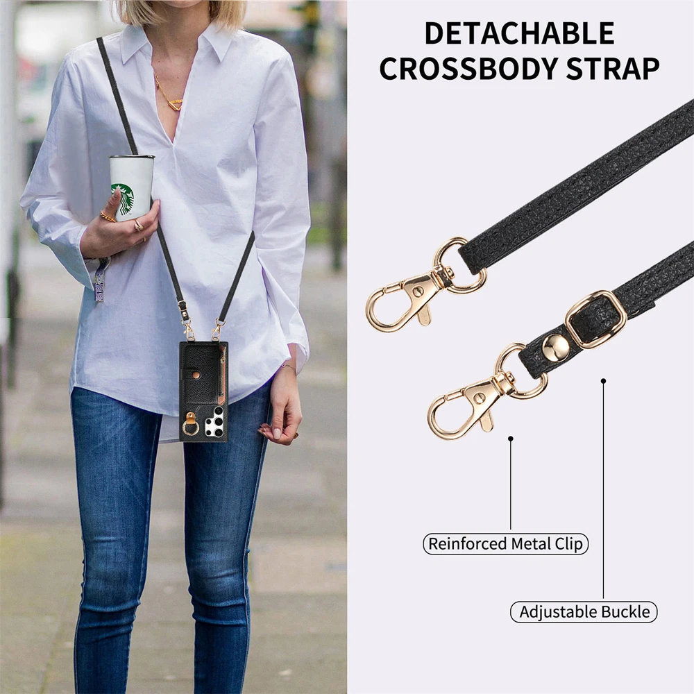 Crossbody Kartenhalter Brieftaschen-Hülle Lederhülle – Bild 5