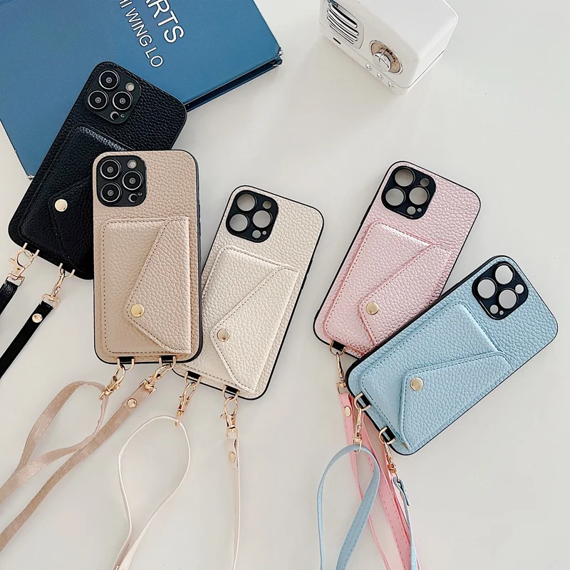 Luxuriöse Crossbody-Lederhülle mit Kartenfach und Umhängeband – Bild 4