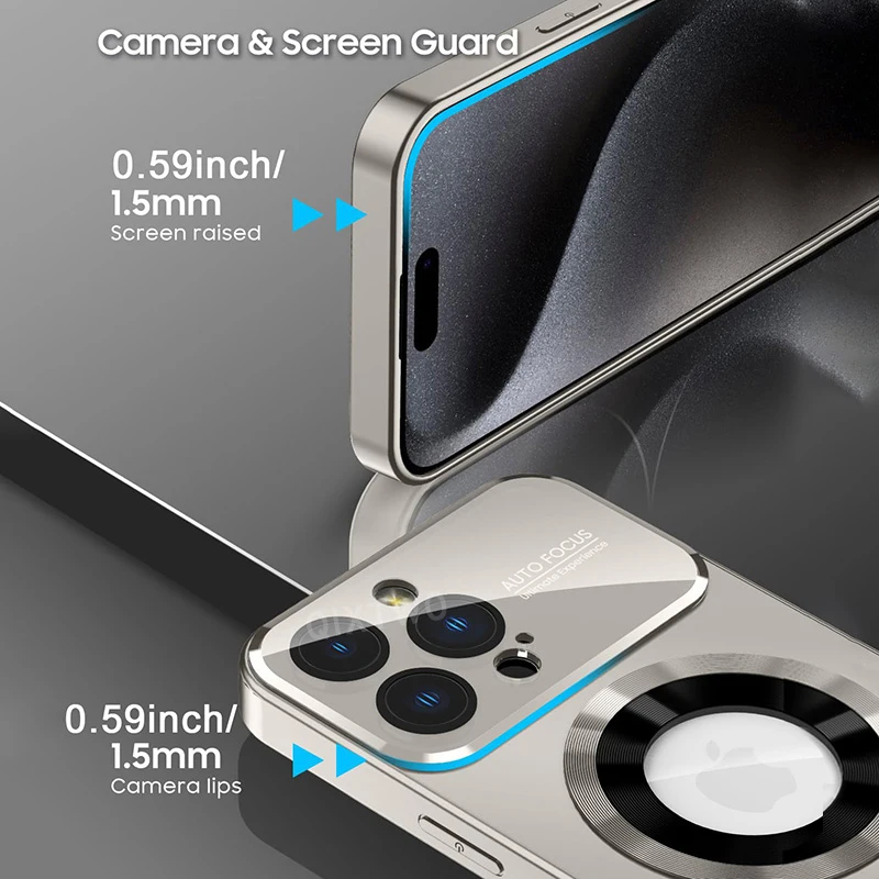 Luxus Glas Kamera Für Magesafe Magnetische Drahtlose Lade Fall Stoßfest Abdeckung – Bild 6