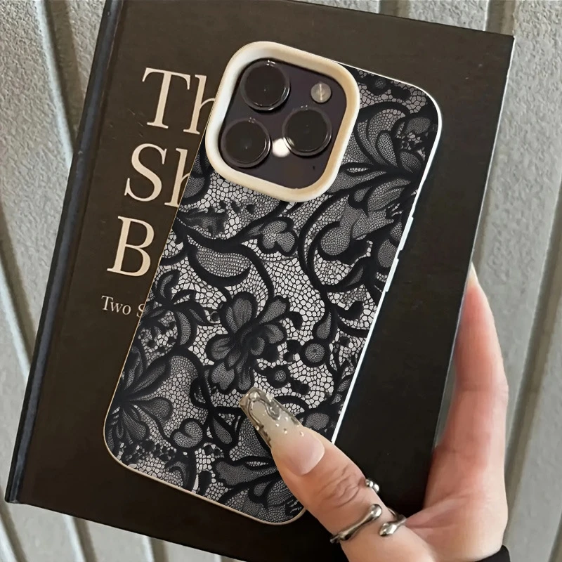 Sexy Spitze Muster Telefon Fall 17Air 16 15 14 Plus 13 12 11 17 Pro max 16 Plus Silikon Stoßstange Abdeckung Fall Funda – Bild 6