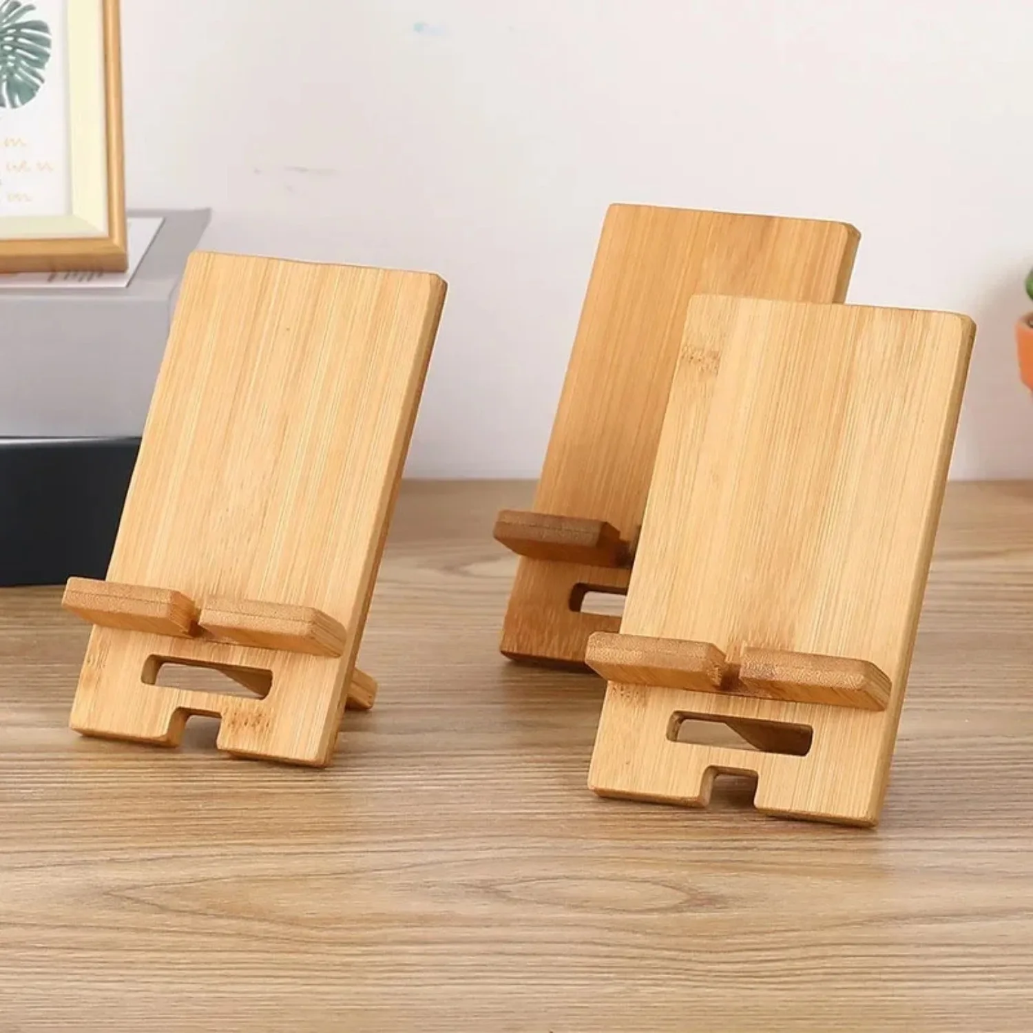 Desktop-Handyhalterung aus Bambus, Praktischer Holz-Smartphone-Ladeständer, Kreativer Multifunktionaler Lazy Stand – Bild 2