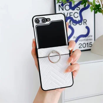Galaxy Z Flip6: Ring Halter Fall Luxus Gradienten PU Leder Telefon Abdeckung Flip5