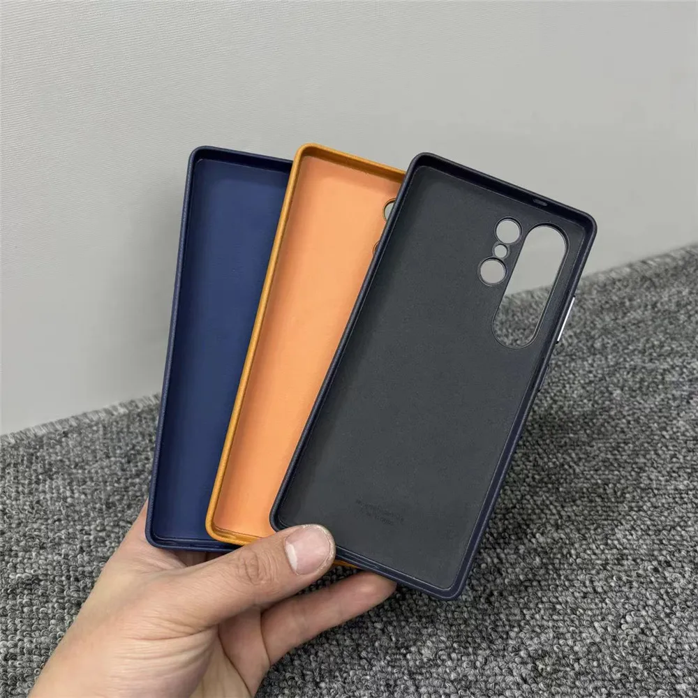 Luxuriöse Leder-Handyhülle Premium Echtes Leder Stoßfeste Rückenschale Cover – Bild 5