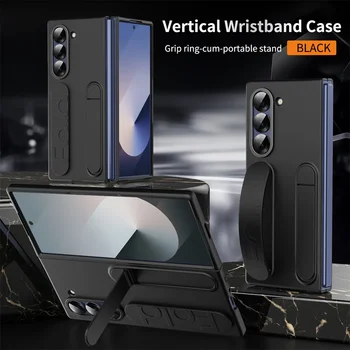 Galaxy Z Fold4: Luxuriöse Armband-Hülle mit unsichtbarer Halterung Handgelenkschlaufe Klappständer Silikonhülle