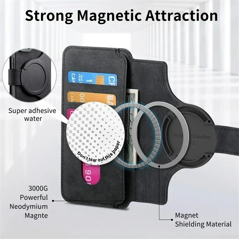 2-in-1 magnetische abnehmbare Flip-Karte Brieftasche Ledertasche Magsafe Case Capa – Bild 5