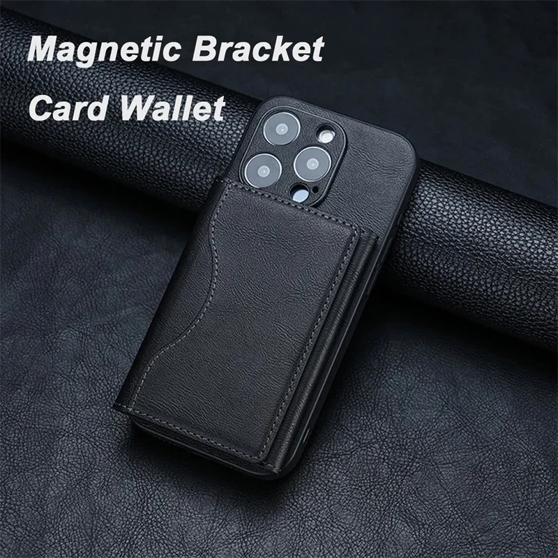 Magnetische faltbare Brieftasche, Kartenhalter, PU-Lederhülle für Magsafe IPhone 14 13 15 16 Pro Max 12 Plus I Phone – Bild 3