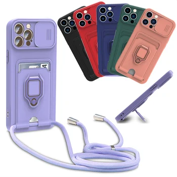 Redmi Note 14 Pro+ 5G: Funda Crossbody Cord Lanyard Ring Halter Strap Fall Karte Slots Abdeckung