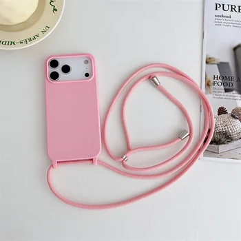iPhone 13: Crossbody-Hülle mit Trageband, Candy-Farben, weiche Silikon-TPU-Rückseite