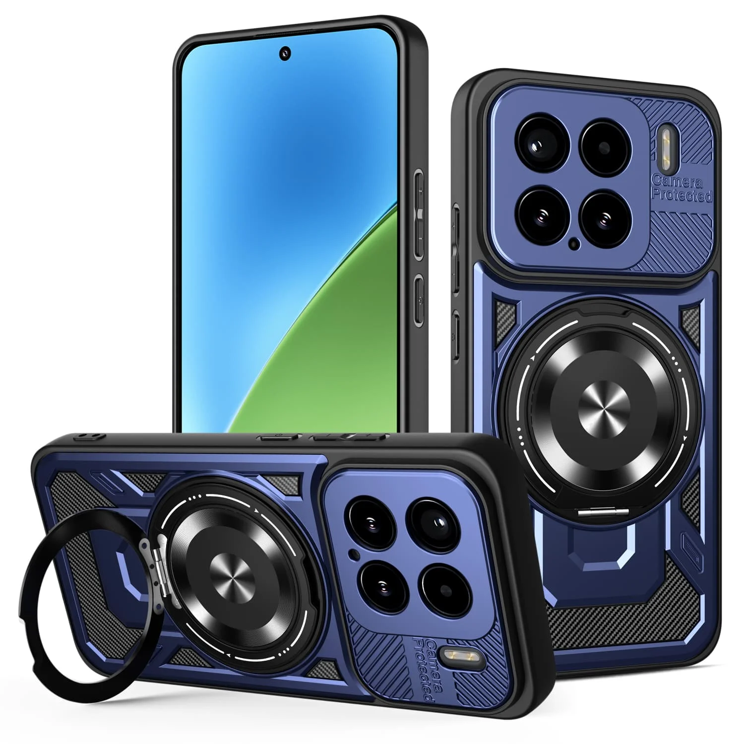 Xiaomi 15: Stoßfeste Rüstungshülle, magnetisch, robust, robust, Hybrid-Ring-Ständer-Schutzhülle