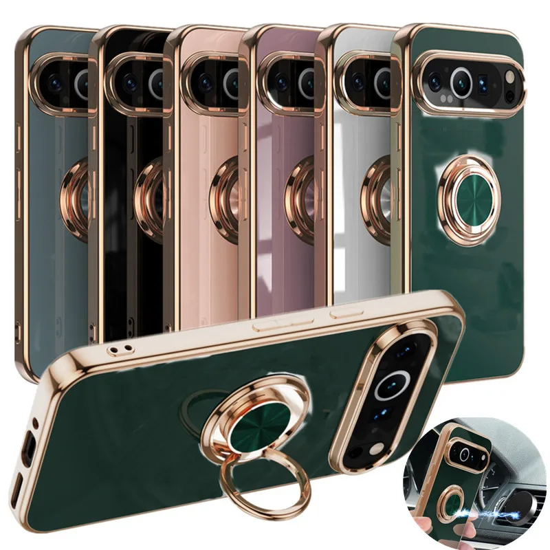 Pixel 10: Weiche Stoßfest Überzug Ring Halter Telefon Fall Abdeckung Stehen Shell Capa Funda Coque