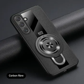 Galaxy S25 FE: Hülle Magnetringhalter Luxus Silikon Schaffell Leder Plexiglas Pu Premium stoßfeste Abdeckung