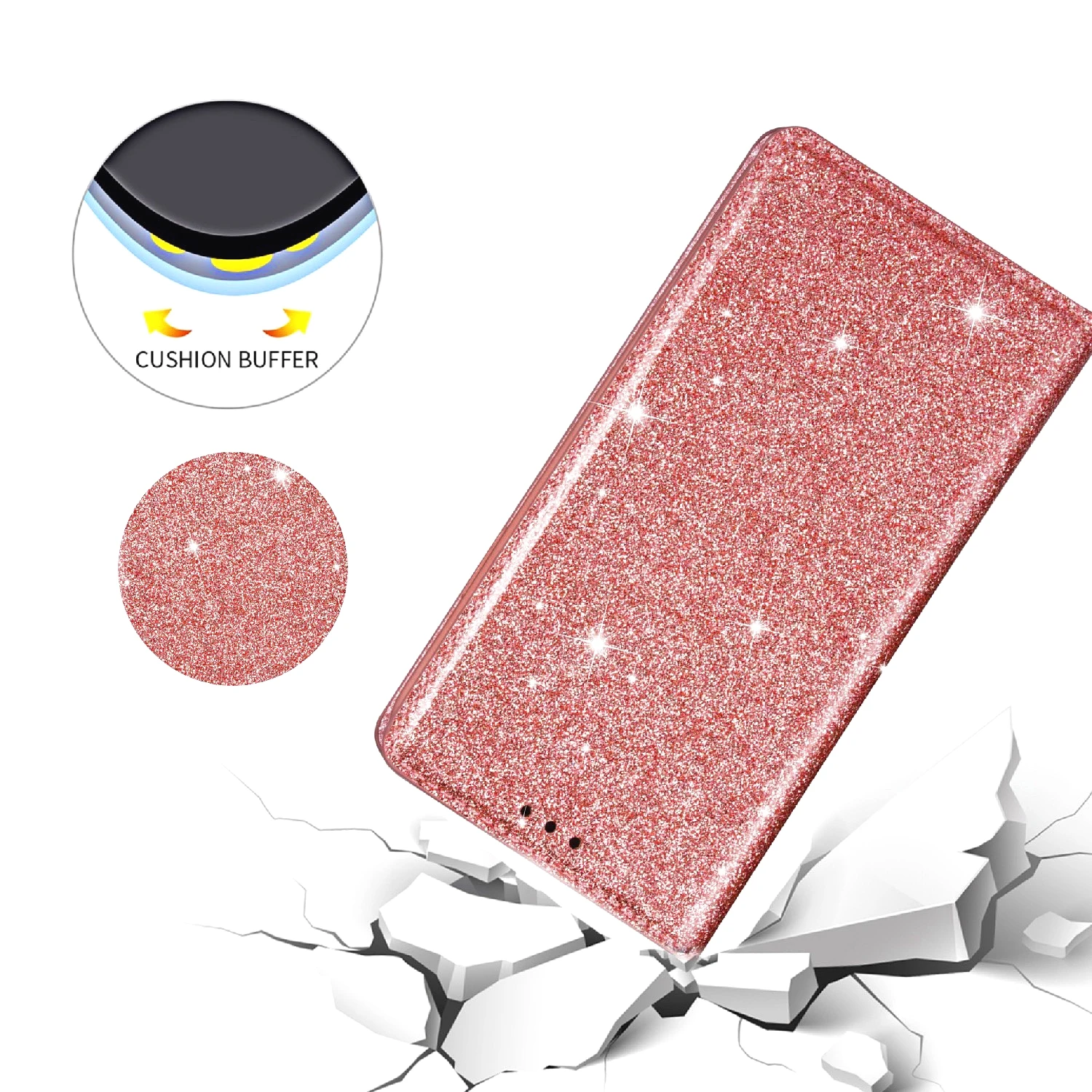 Glitzer-Lederhülle Flip Cover – Bild 5