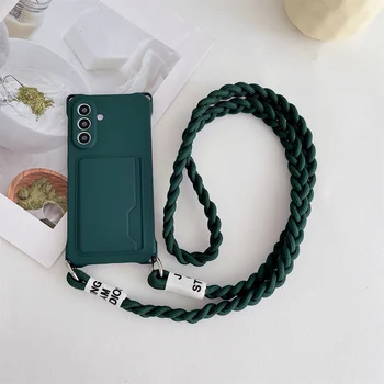 Galaxy S25 FE: Geflochtener Crossbody-Riemen Handyhülle Kartentasche Silikonhülle