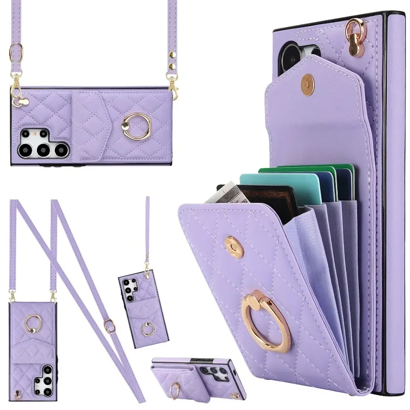 Galaxy S24: Crossbody-Handyhülle Brieftasche mit Kartenhalter-Abdeckung