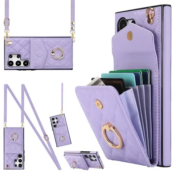 Galaxy S24: Crossbody-Handyhülle Brieftasche mit Kartenhalter-Abdeckung