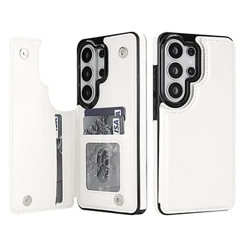 Galaxy S23 FE: Brieftaschen-Lederhülle mit Doppelknopfverschluss