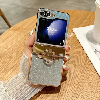 Galaxy Z Flip4: Glitzer-Ringhalter-Ständer-Hülle 4 3 6 7 8 Flip5 Halterung Bling Diamant Farbverlauf Beschichtung Cover