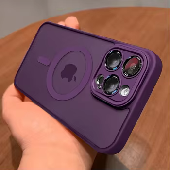 iPhone 16: Magnetischer Luxus-Objektivschutz Matt Transluzente Hülle für MagSafe Kabelloses Ladegerät Cover