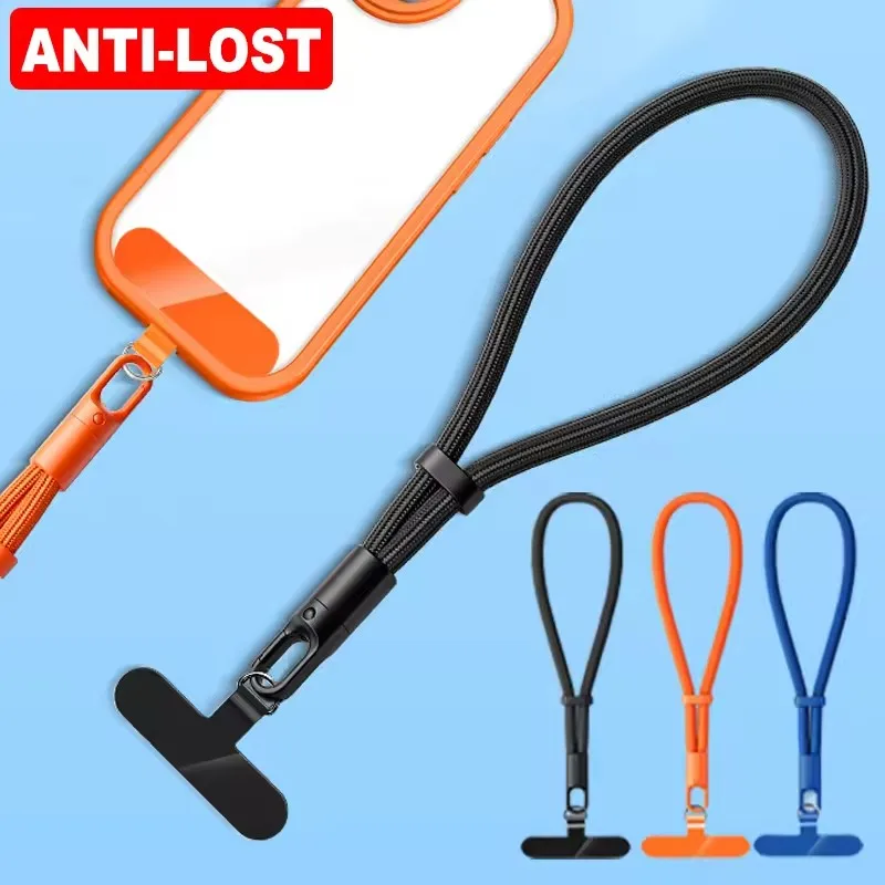Verstellbares kurzes Telefon-Lanyard mit Tether Tab, 360-Grad-drehbares Telefon-Handschlaufe für iPhone, Samsung