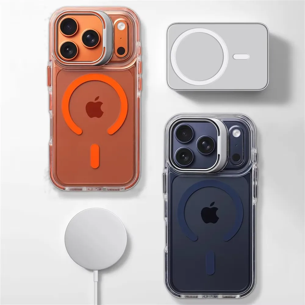 Luxuriöse magnetische stoßfeste klare Stoßstangenhülle für Magsafe Lens Protect Stand Cover – Bild 5