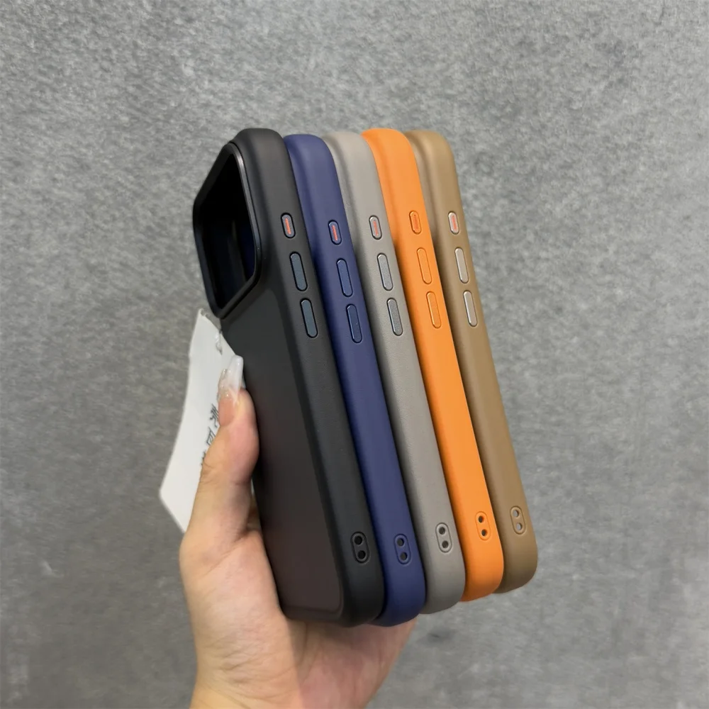 Neue Metallknöpfe mit Hautgefühl, Orange Shield Matt Transparente Handyhülle Stoßfeste Schutzhülle – Bild 5
