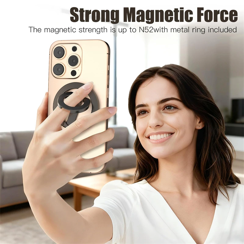 Handy-Griffhalter mit doppelseitigem magnetischem Fingerring und Ständer für iPhone 17/16 Pro Max/15 Plus/14 Samsung – Bild 2