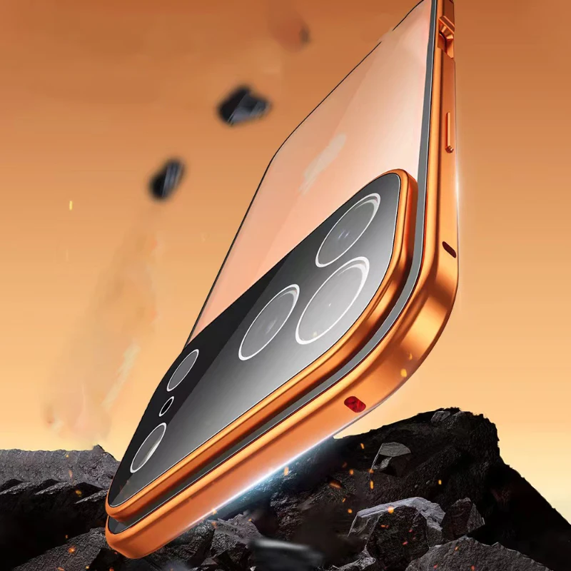 360 ° Vollständiger Schutz aus Metall, magnetisch, doppelseitig, mit Schnappverschluss, Handyhülle Bumper Cover – Bild 6