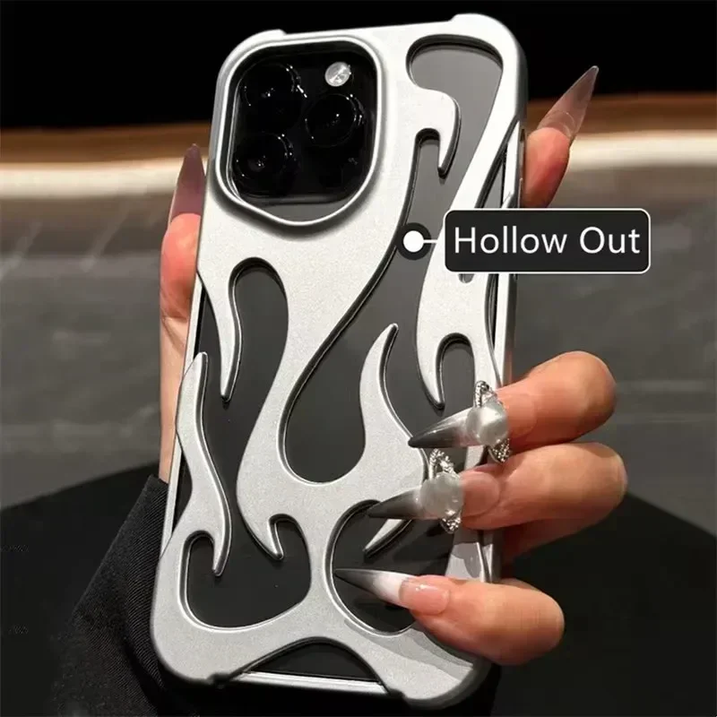 Mode Matte 3D Höhlte Flamme Telefon Fall Galvani Weiche rückseitige Abdeckung capa – Bild 6