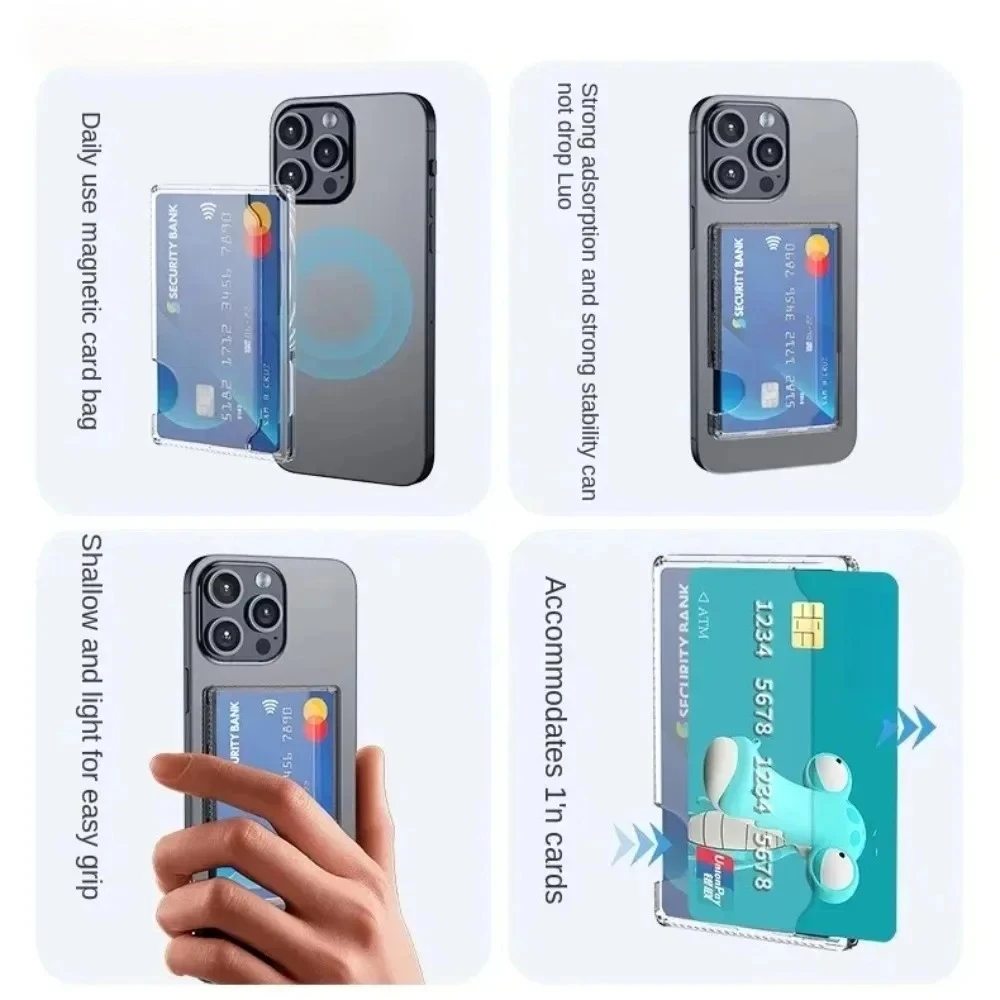 2026 Transparente PC Magnetische Handyhülle Rückseitiger Klebehalter Aufbewahrungsbox Starker Magnet Kartenhülle ~12 – Bild 2