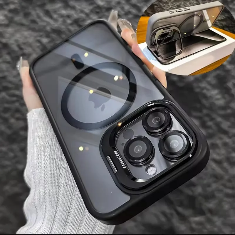 iPhone 17 Pro Max: Luxuriöse magnetische stoßfeste Handyhülle mit Magsafe-Funktion, Ständer und Glaslinsenschutz.