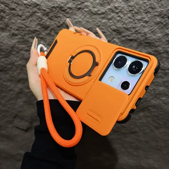 Redmi Note 13 Pro+ 5G: Rüstung Magnetische Hülle mit Lanyard Slide Kamera Schutz stoßfeste Abdeckung
