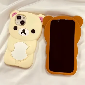 IPhone 14 Pro Max: Niedliche Cartoon-3D-Rilakkuma-Telefonhülle 4S 5 5S SE Weiche Silikonhülle