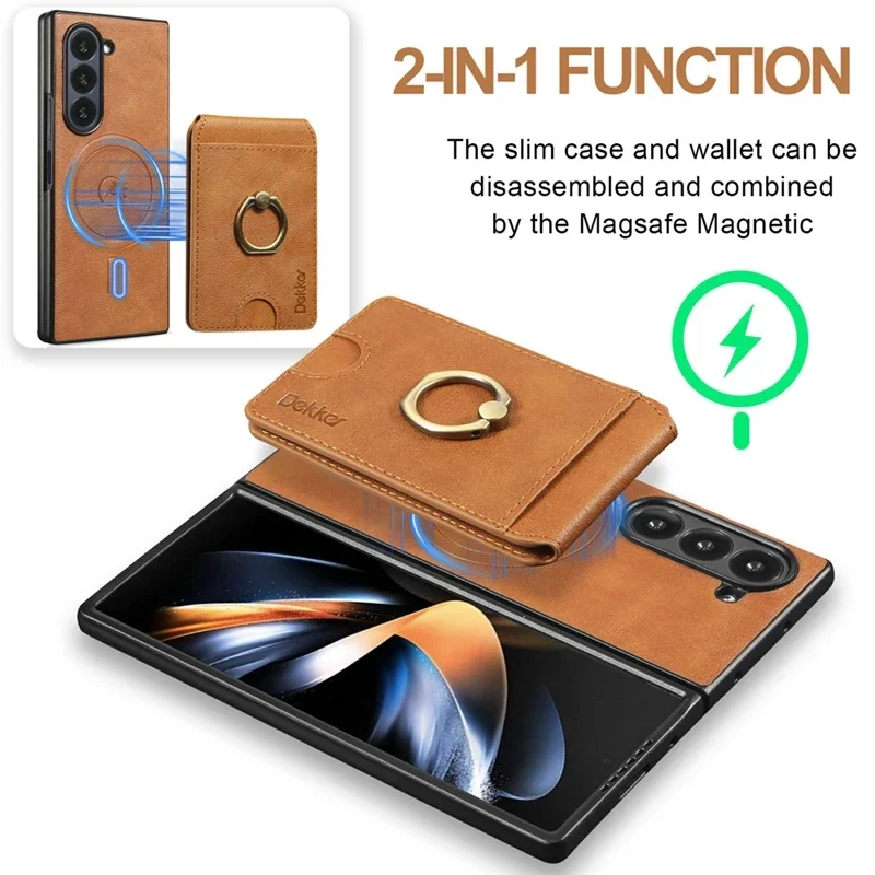 Brieftaschenhülle Fold 6 Fold 5 Fold4 Fold3 Kabelloses Laden Kartenfach mit Ring Handyhülle – Bild 3