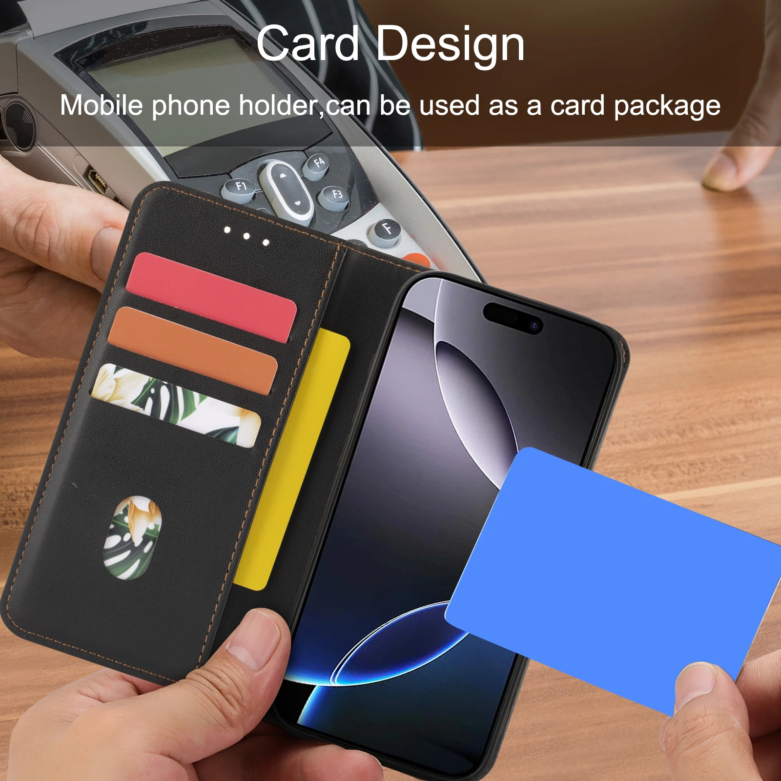 Flip Wallet Schutzhülle Handyhülle Einfach und Stilvoll mit Kartenfach Kunstleder Schutzcover – Bild 2